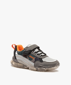 baskets garcon multi matieres a semelle translucide gris baskets