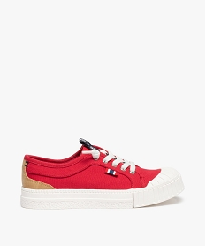 GEMO Baskets garçon en toile unie à lacets élastiques rouge standard