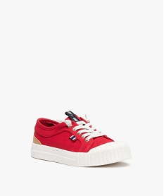 baskets garcon en toile unie a lacets elastiques rouge tennis en toile du 24 au 40B999001_2