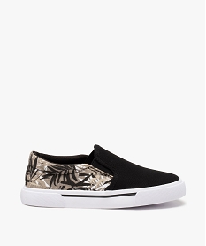 GEMO Tennis garçon en toile bicolore style slip-on noir standard