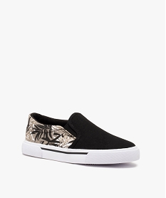 tennis garcon en toile bicolore style slip-on noir tennis en toile du 24 au 40B999201_2