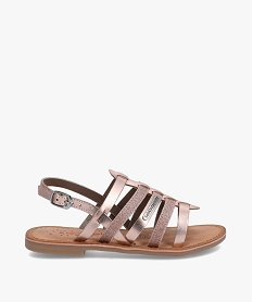 GEMO Sandales fille à brides en cuir brillantes - LuluCastagnette Rose