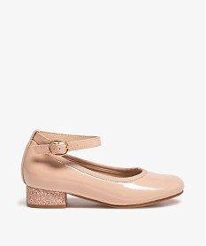 GEMO Ballerines fille vernies à talon pailleté et bride de cheville nude