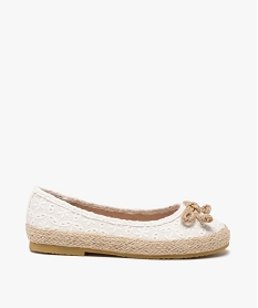 GEMO Ballerines fille unies en dentelle et semelle de corde blanc standard