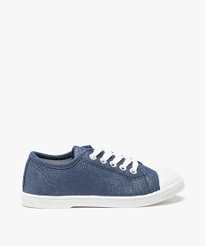 baskets fille en toile a bout renforce fermeture lacets bleu tennis en toileC005101_1