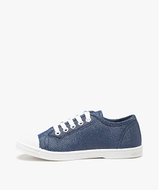 baskets fille en toile a bout renforce fermeture lacets bleu tennis en toileC005101_3