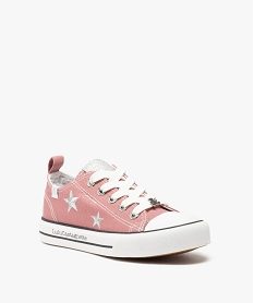 tennis fille en toile a lacets - lulucastagnette rose tennis en toileC005301_2