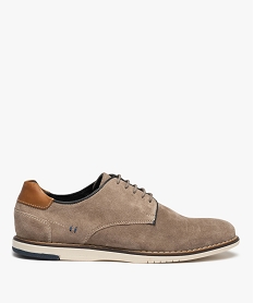 derbies homme dessus cuir uni et semelle contrastante brun chaussures de villeC006101_1