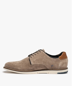 derbies homme dessus cuir uni et semelle contrastante brun chaussures de villeC006101_3