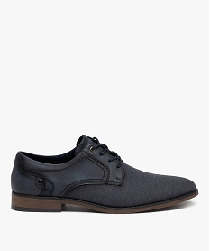 GEMO Derbies homme unis dessus toile et cuir imitation bleu standard