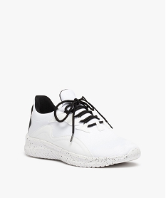 baskets homme running bicolores en mesh a lacets blancC009301_2
