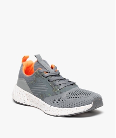 baskets homme running legeres en mesh a details fluo gris baskets et tennisC009601_2