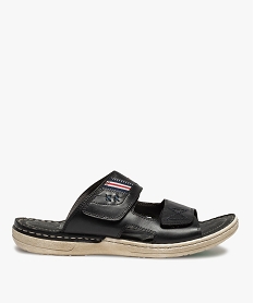 GEMO Mules homme en cuir à larges brides ajustables Bleu