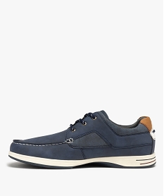 chaussures bateau homme confort a lacets bicolores bleuC011501_3