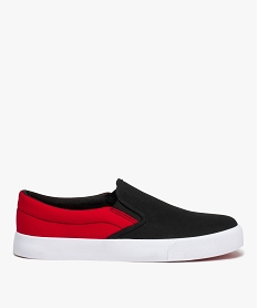 GEMO Chaussures basses homme slip-on en toile bicolore Rouge