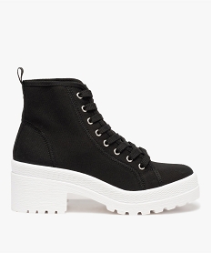 GEMO Tennis femme mid-cut en toile unie à talon et semelle crantée noir standard