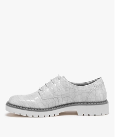 derbies femme a semelle crantee dessus imitation croco blanc derbiesC015801_3