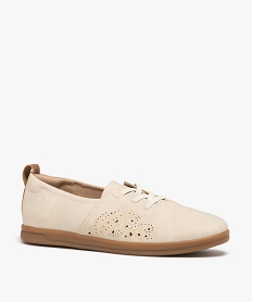 derbies femme a talon plat et lacets elastiques blancC016101_2