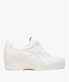 GEMO Derbies femme confort dessus cuir uni blanc standard