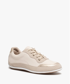 baskets femme confort a lacets et semelle fine beige baskets et tennisC017401_2