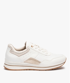 GEMO Baskets femme multi-matières à détails métallisés blanc standard