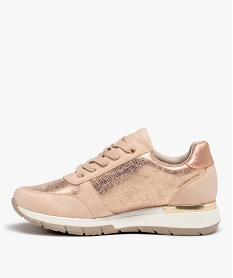 tennis femme a lacets et zip details metallises rose baskets et tennisC017701_3