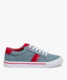 baskets femme en toile denim avec details contrastes bleu baskets et tennisC019001_1