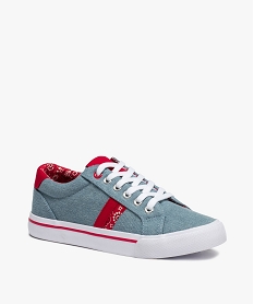 baskets femme en toile denim avec details contrastes bleu baskets et tennisC019001_2