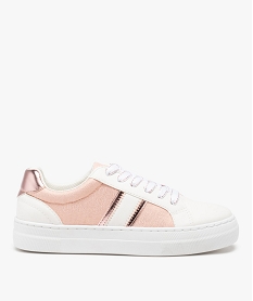 GEMO Baskets femme multi-matières à semelle extra plateforme rose chine