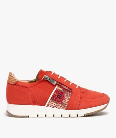 baskets femme confort zippees dessus cuir rouge baskets et tennisC019701_1