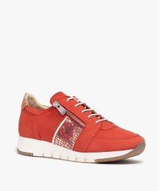 baskets femme confort zippees dessus cuir rouge baskets et tennisC019701_2