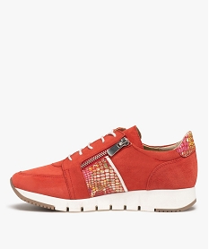 baskets femme confort zippees dessus cuir rouge baskets et tennisC019701_3