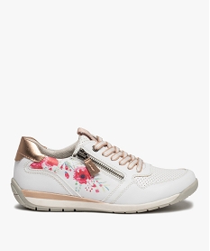 GEMO Tennis femme confort à motifs imprimés et fermeture zip blanc standard