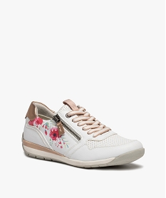 tennis femme confort a motifs imprimes et fermeture zip blanc baskets et tennisC019901_2