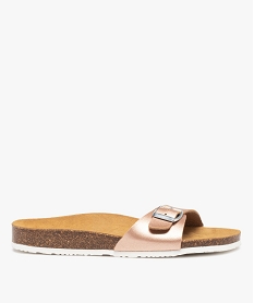 GEMO Mules femme unies avec  large bride à boucle ajustable rose standard