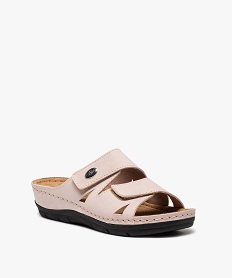 mules femme confort unies dessus cuir a brides scratch rose standard mules et sabotsC023601_2
