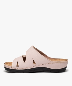 mules femme confort unies dessus cuir a brides scratch rose standard mules et sabotsC023601_3