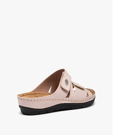 mules femme confort unies dessus cuir a brides scratch rose standard mules et sabotsC023601_4