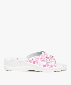 GEMO Mules femme confort à talon compensé et bride ajustable rose chine