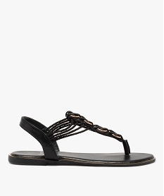 sandales femme a talon plat et entre-doigts details metal noir sandales plates et nu-piedsC025601_1