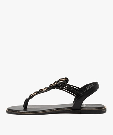 sandales femme a talon plat et entre-doigts details metal noir sandales plates et nu-piedsC025601_3