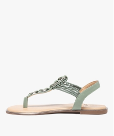 sandales femme a talon plat et entre-doigts details metal vert sandales plates et nu-piedsC025701_3