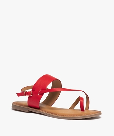 sandales femme a talon plat et brides en cuir rouge sandales plates et nu-piedsC026301_2