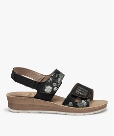 GEMO Sandales femme confort à brides scratch ajustables noir standard