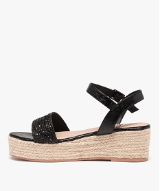 sandales femme a semelle plateforme et bride tressee unie noir sandales a talonC039401_3