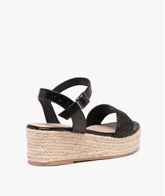 sandales femme a semelle plateforme et bride tressee unie noir sandales a talonC039401_4