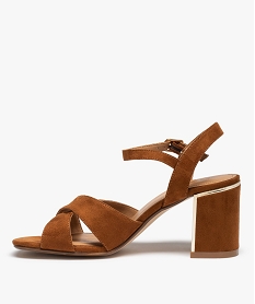 sandales femme a talon en suedine avec details metallises orange sandales a talonC043001_3