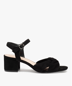 GEMO Sandales femme à talon dessus drapé en suédine unie noir standard