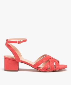 GEMO Sandales femme à talon carré et fines brides croisées rose standard