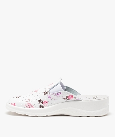 sabot confort femme a talon compense dessus imprime blancC046001_3